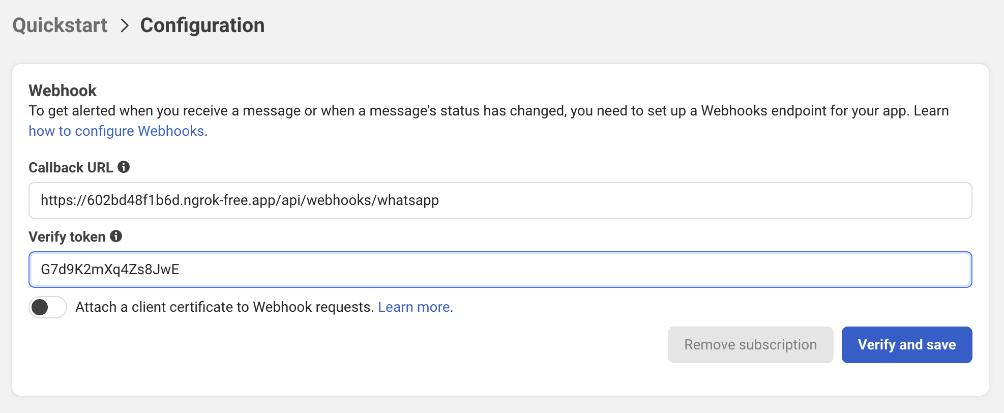 Webhook Configuration Button