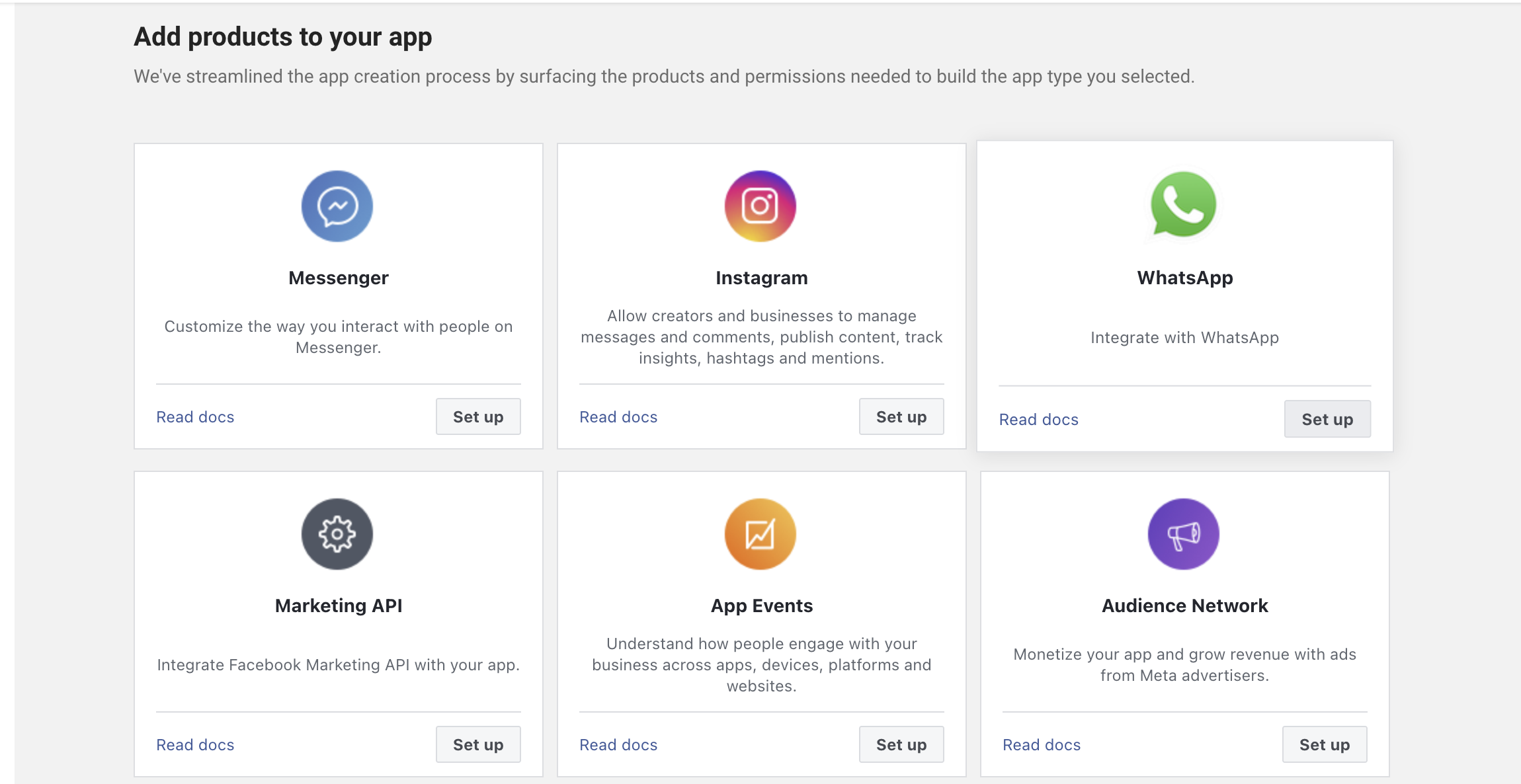 WhatsApp Product in Dashboard
